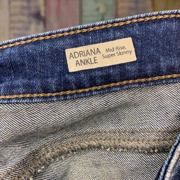 Mavi Distressed Hem Adriana Ankle Skinny Patched Super Skinny Mid Rise Jeans - Picture 3 of 7